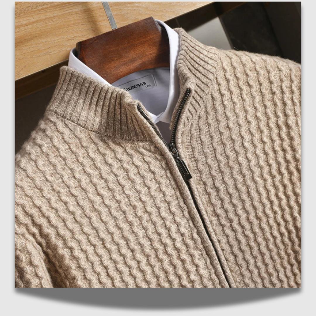 Cardigan Uomo in Lana Merino con Zip Strutturato