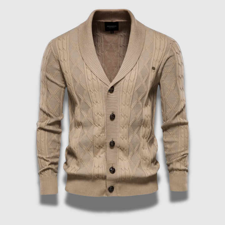 Cardigan Uomo in Maglia Motivo Geometrico Regular Fit