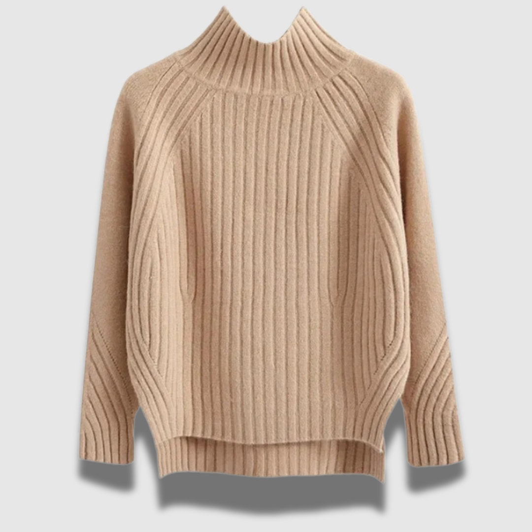 Maglione Dolcevita Donna a Coste Morbido Caldo