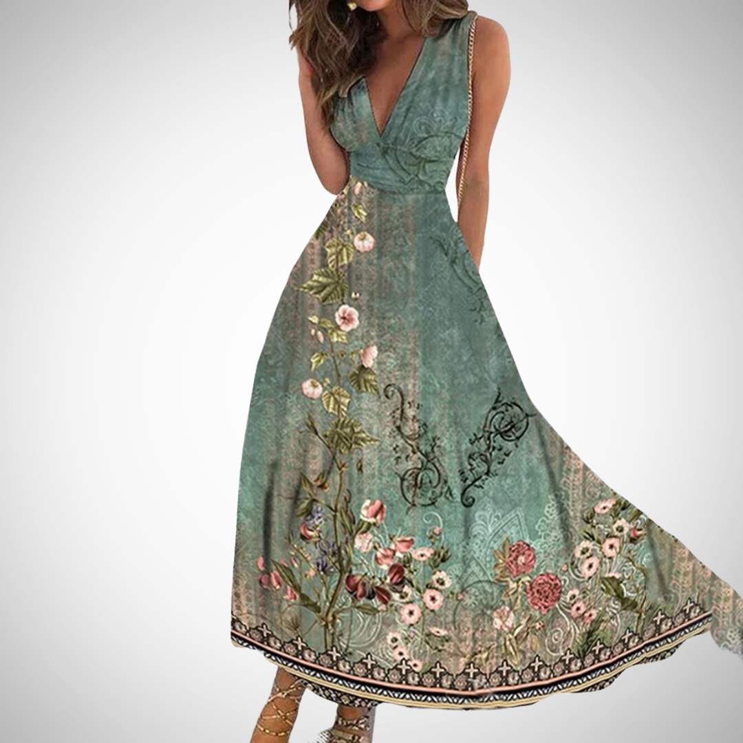 Angelika | Elegantes florales Maxikleid mit femininer Silhouette