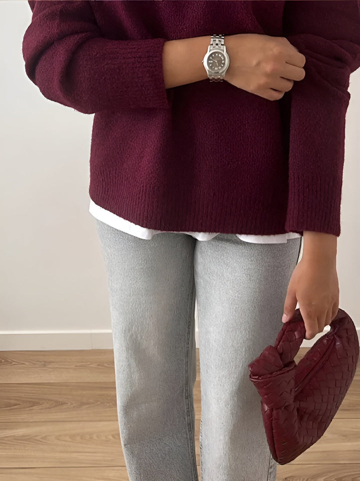 Belle - Burgunderroter weicher Pullover