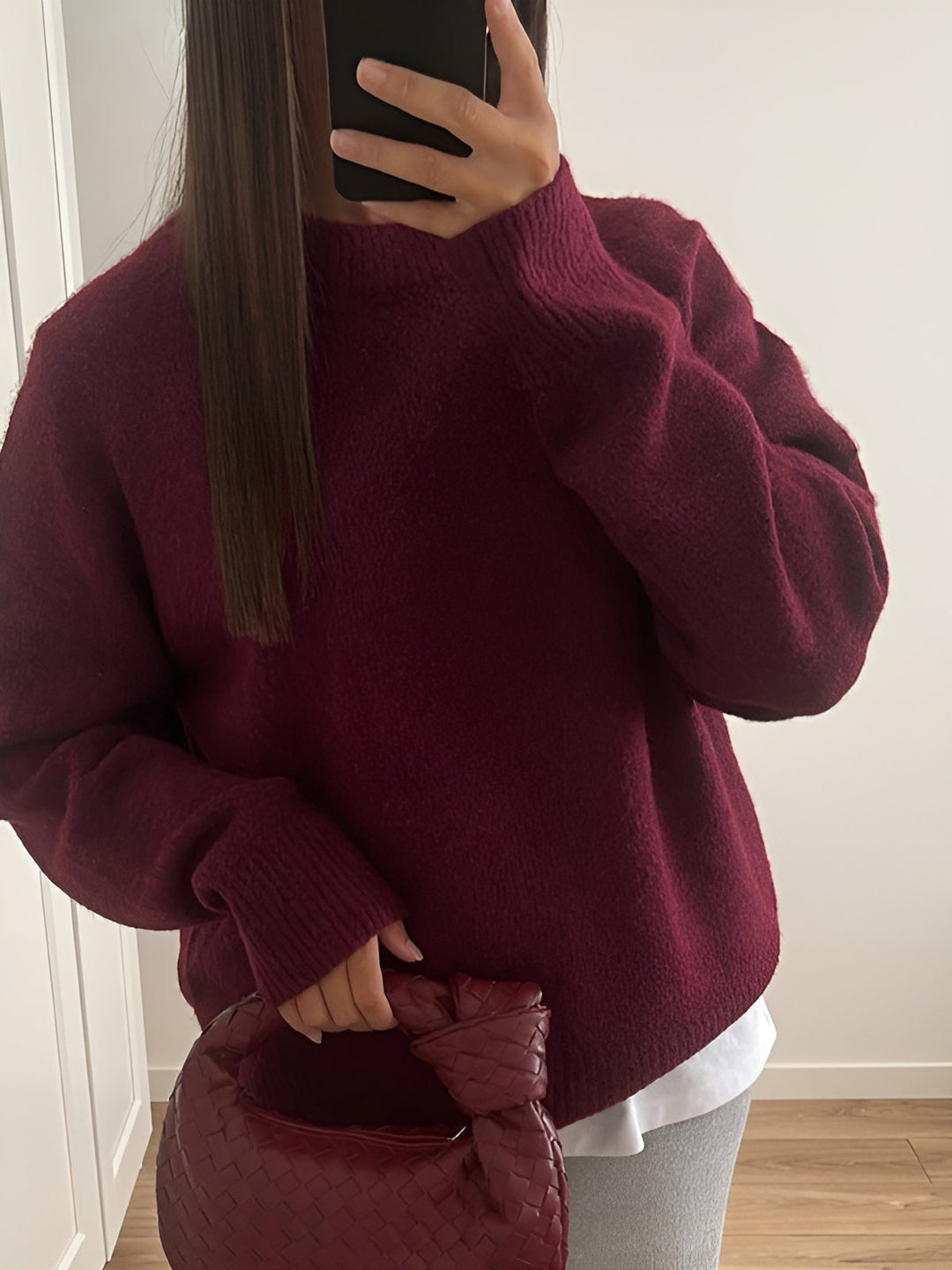 Belle - Burgunderroter weicher Pullover