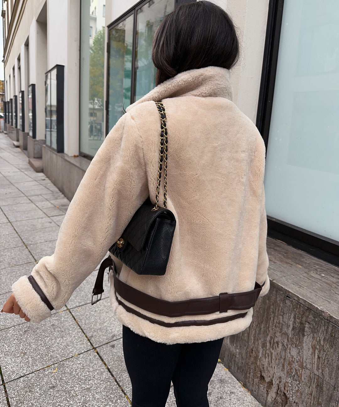Bikerjacke Lenia mit Kunstfell Beige  Ladypolitan ♡   