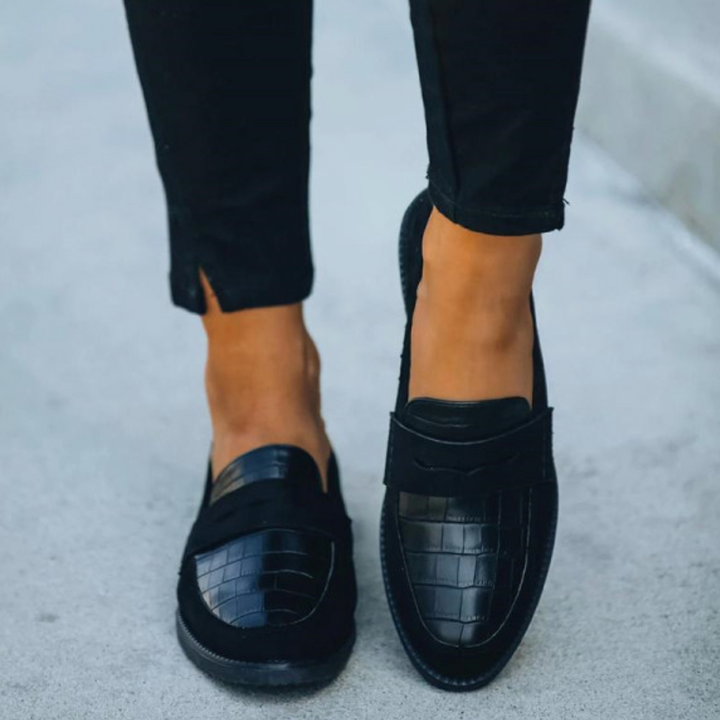 Damen Leder Loafers Slipper