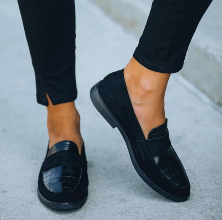 Damen Leder Loafers Slipper