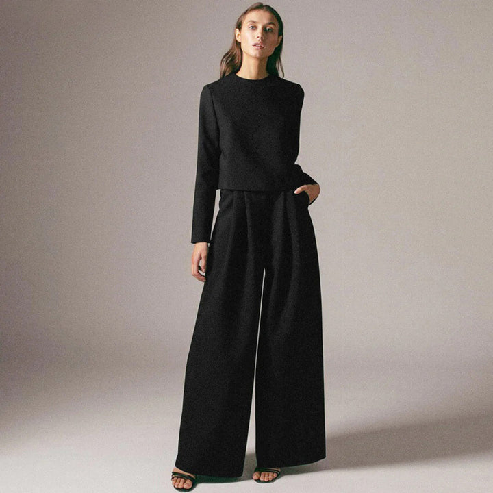 Hosen-Set Damen mit Croptop weites Bein