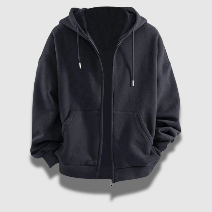 Felpa Uomo con Cappuccio Zip Intera Stile Classico