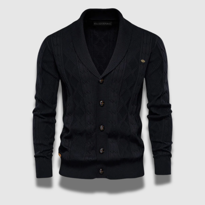 Cardigan Uomo in Maglia Motivo Geometrico Regular Fit