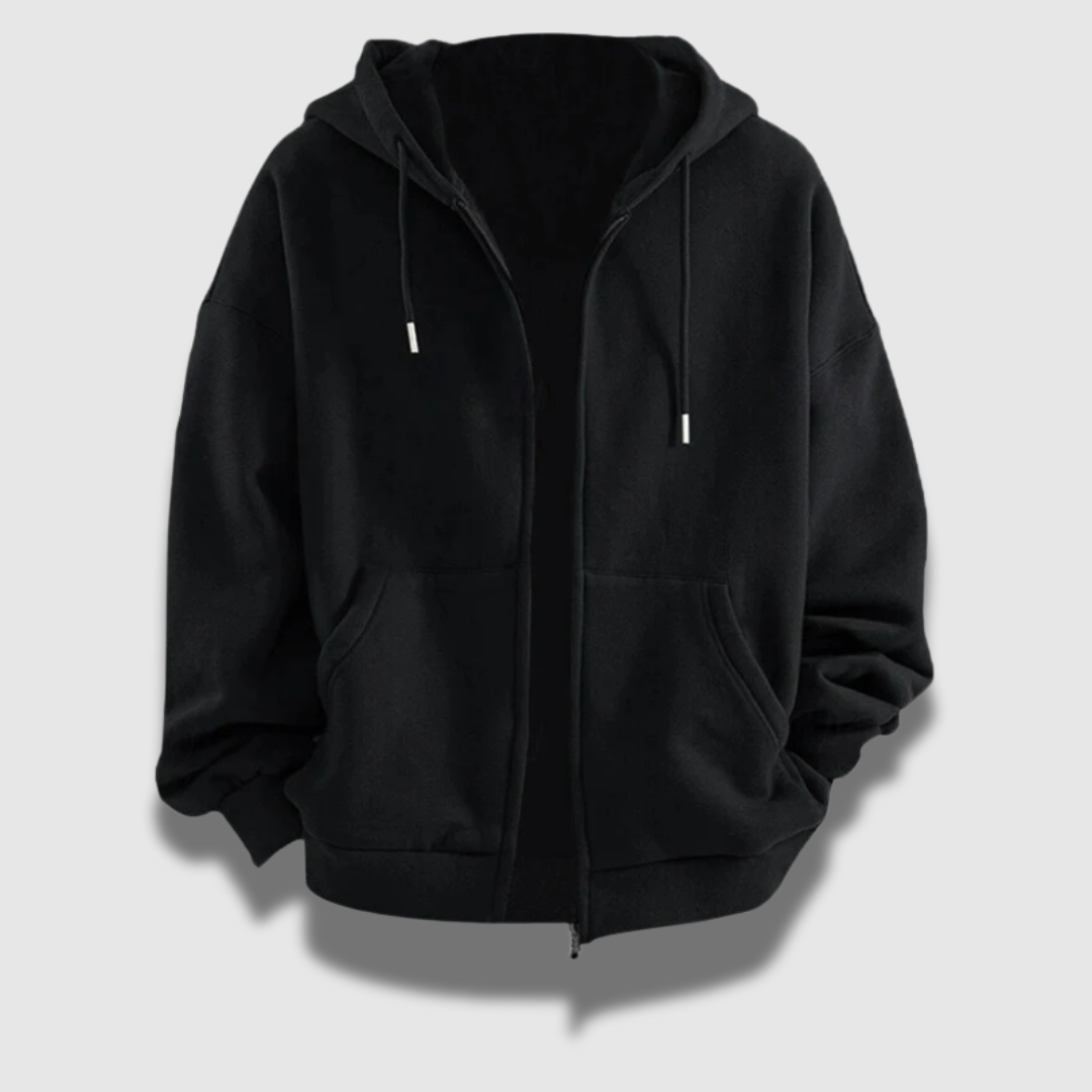 Felpa Uomo con Cappuccio Zip Intera Stile Classico