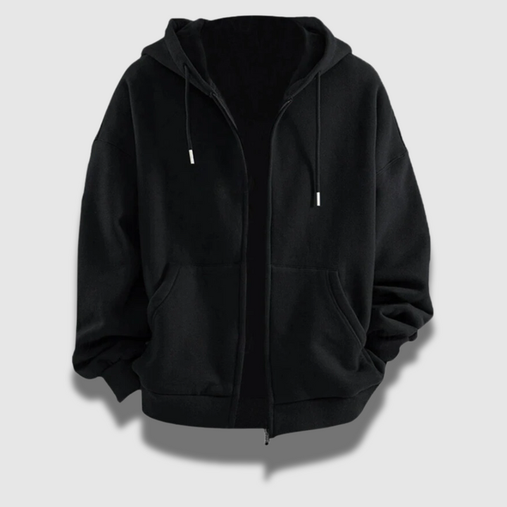 Felpa Uomo con Cappuccio Zip Intera Stile Classico