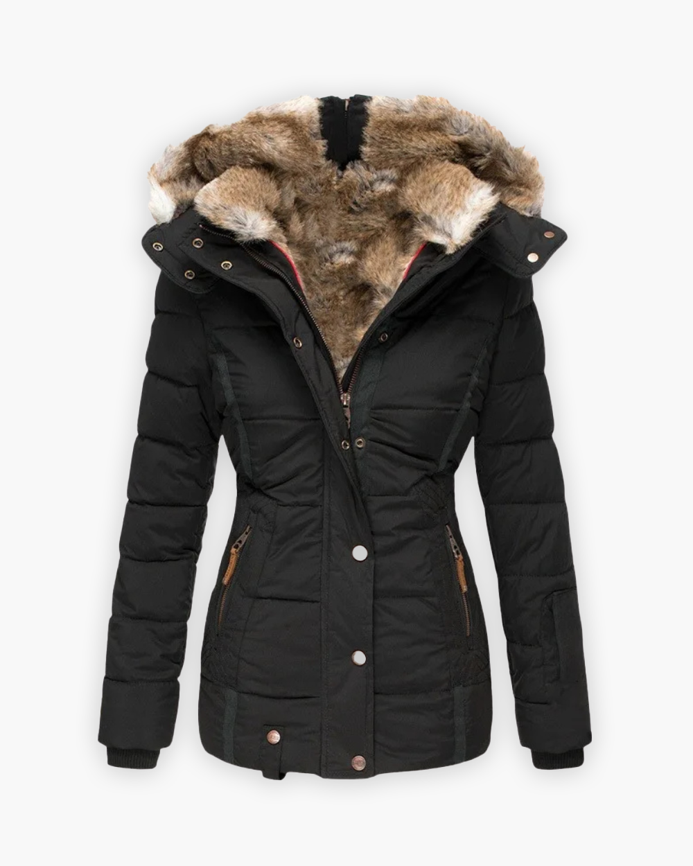 Kapuzen Winterjacke mit Kunstfellfutter