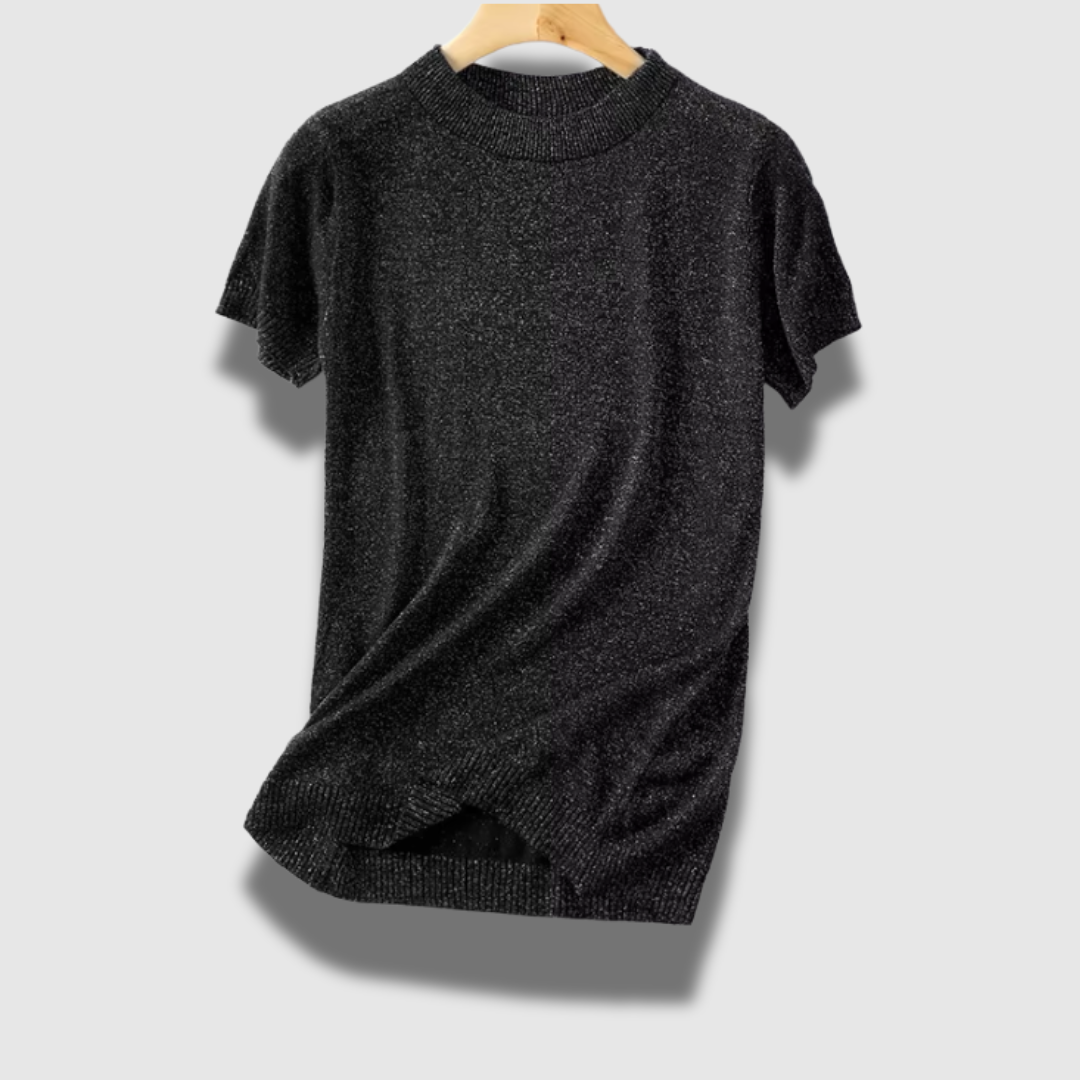 Maglione Donna Leggero Manica Corta Tessuto Lucido