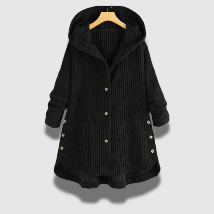 Giacca Donna in Maglia a Coste con Cappuccio Regular Fit