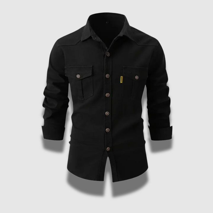 Camicia Uomo Cotone Stile Operaio Vestibilità Casual
