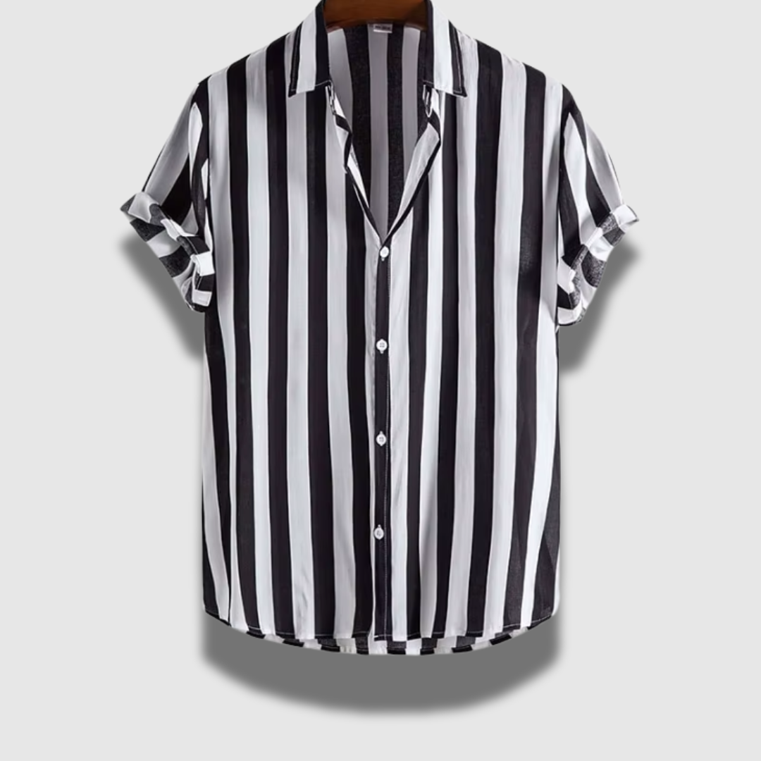 Camicia Uomo Classica Leggera Maniche Corte Rigata