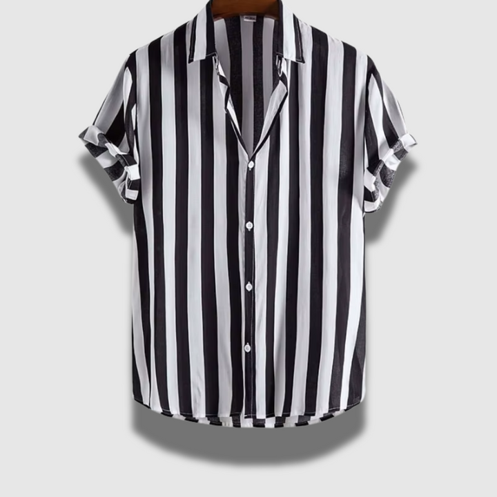Camicia Uomo Classica Leggera Maniche Corte Rigata