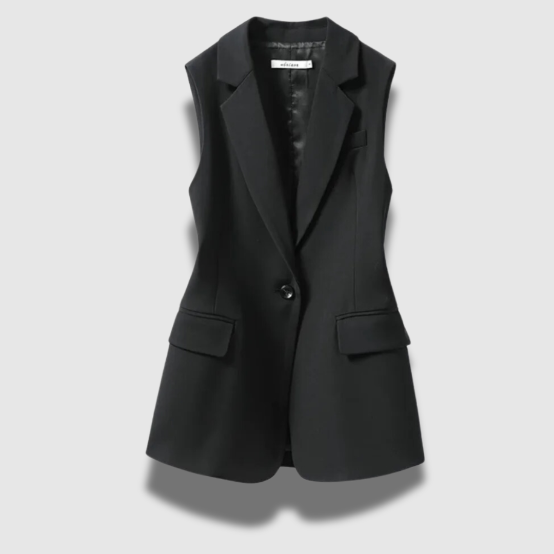 Gilet Donna Sartoriale con Bottoni e Maniche Corte
