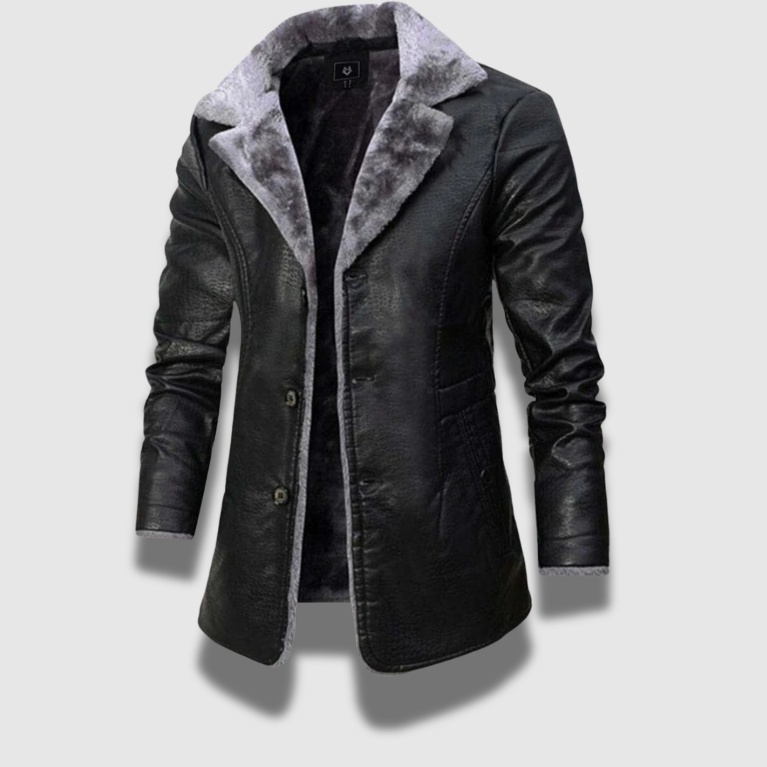 Giacca Uomo in Pelle PU con Colletto Classico
