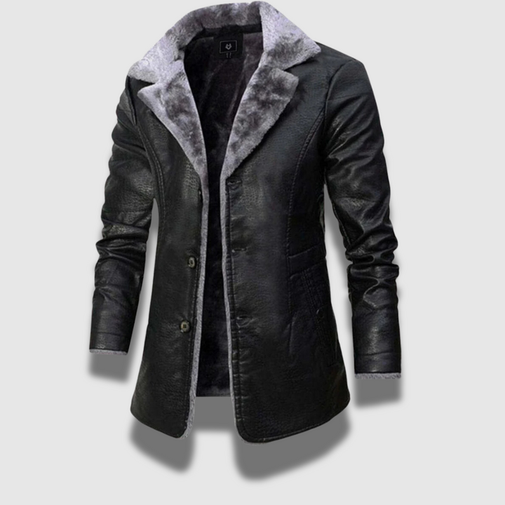 Giacca Uomo in Pelle PU con Colletto Classico