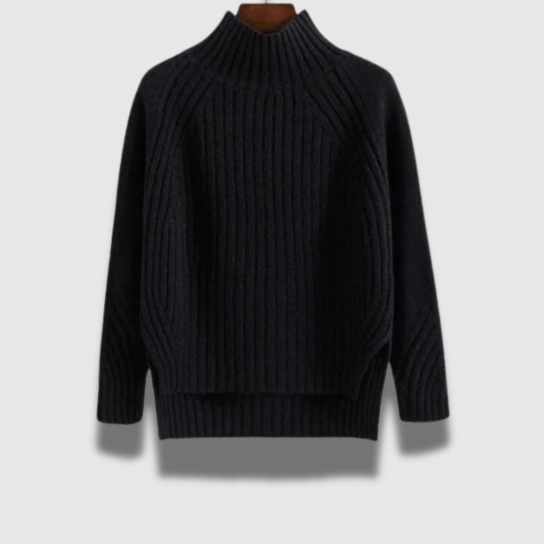 Maglione Dolcevita Donna a Coste Morbido Caldo
