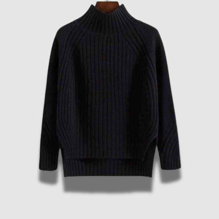 Maglione Dolcevita Donna a Coste Morbido Caldo