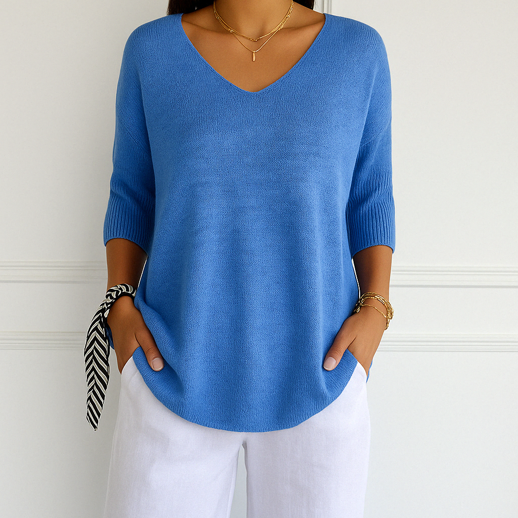 Franziska | Damen Pullover mit V-Ausschnitt und Kurzarm