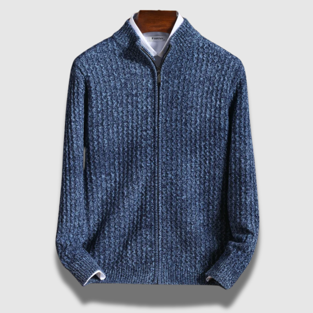 Cardigan Uomo in Lana Merino con Zip Strutturato - Vesarelli