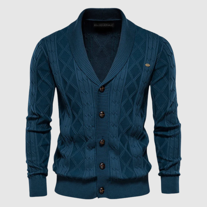 Cardigan Uomo in Maglia Motivo Geometrico Regular Fit
