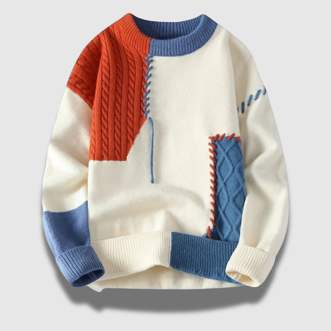 Maglione Uomo in Maglia Patchwork Stile Moderno - Vesarelli