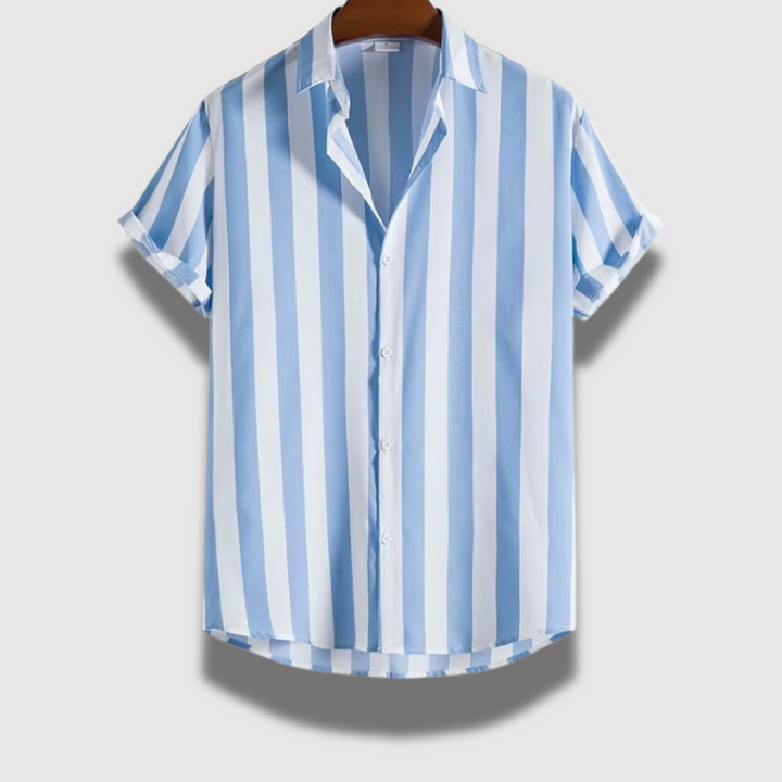 Camicia Uomo Classica Leggera Maniche Corte Rigata