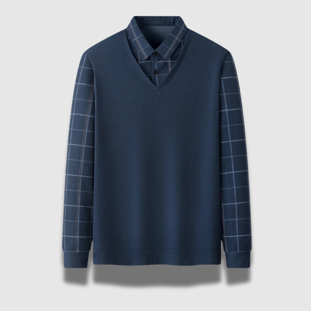 Maglione Uomo in Lana con Camicia Quadri Regular Fit