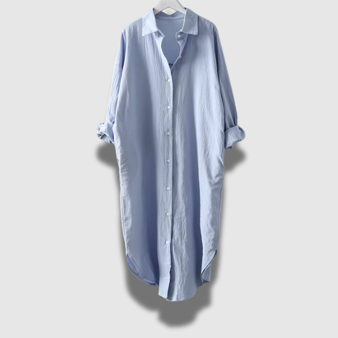 Abito Donna in Lino Maniche Lunghe Vestibilità Confortevole