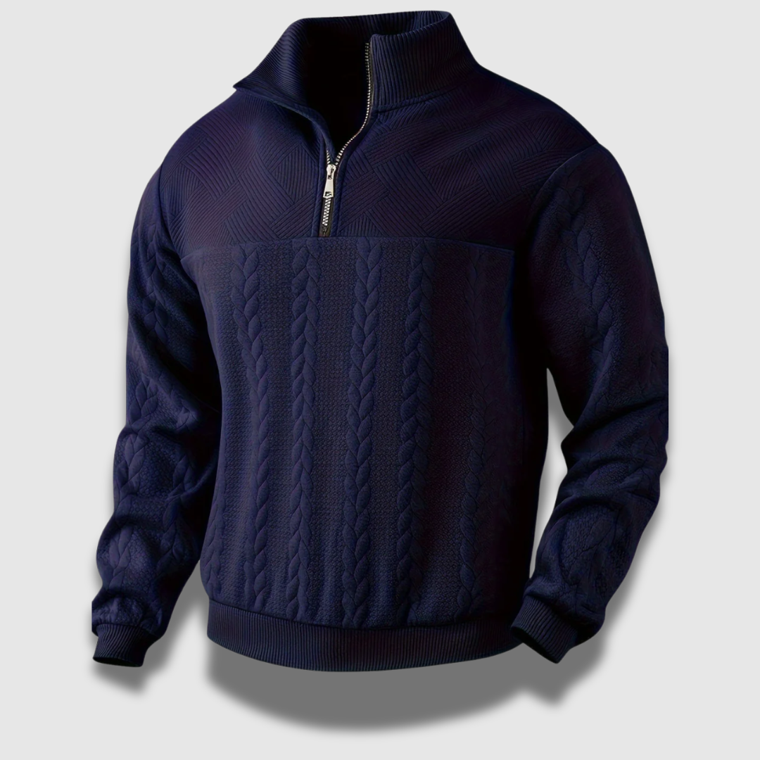 Maglione Uomo a Maglia con Zip Stile Vintage Classico - Vesarelli