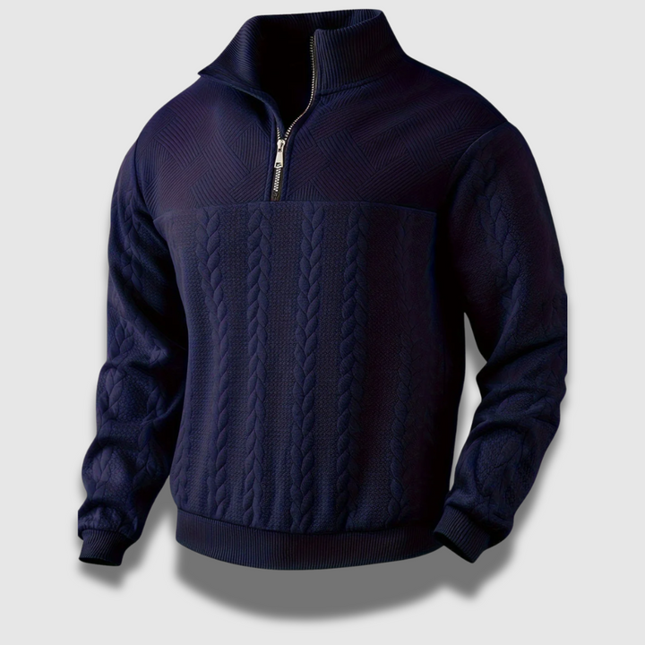Maglione Uomo a Maglia con Zip Stile Vintage Classico - Vesarelli