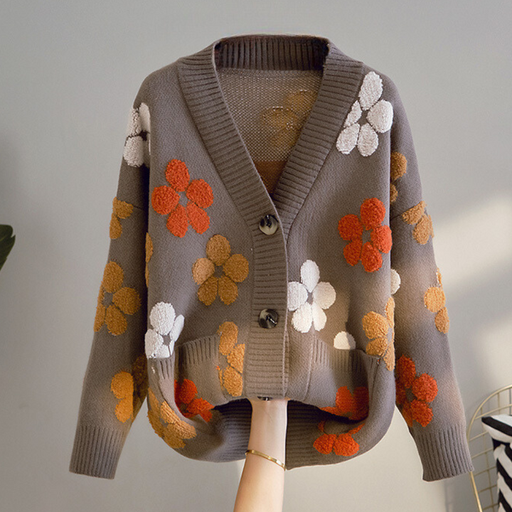 Blümchen Strickjacke für Damen