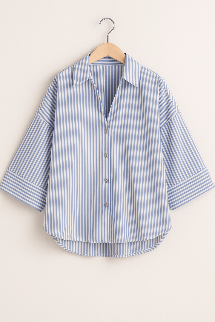 Bluse gestreift Damen | 3/4-Ärmel & Lockerer Schnitt