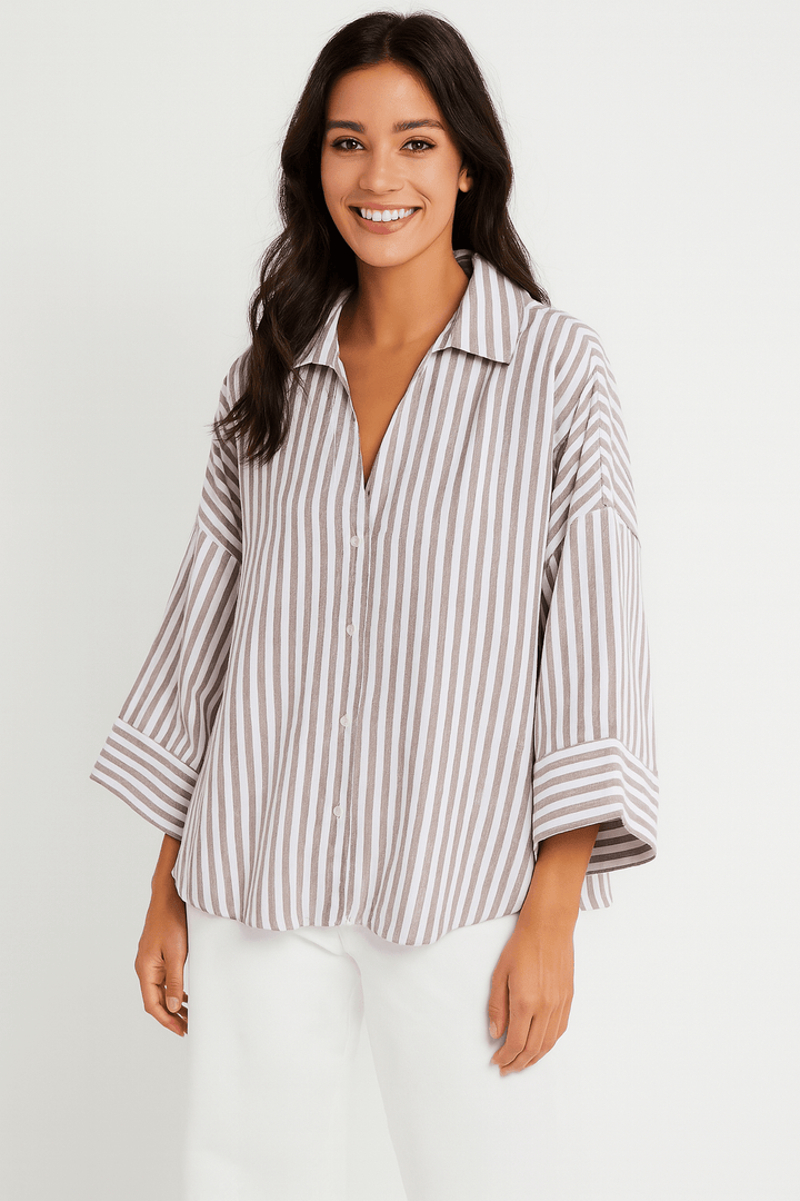 Bluse gestreift Damen | 3/4-Ärmel & Lockerer Schnitt