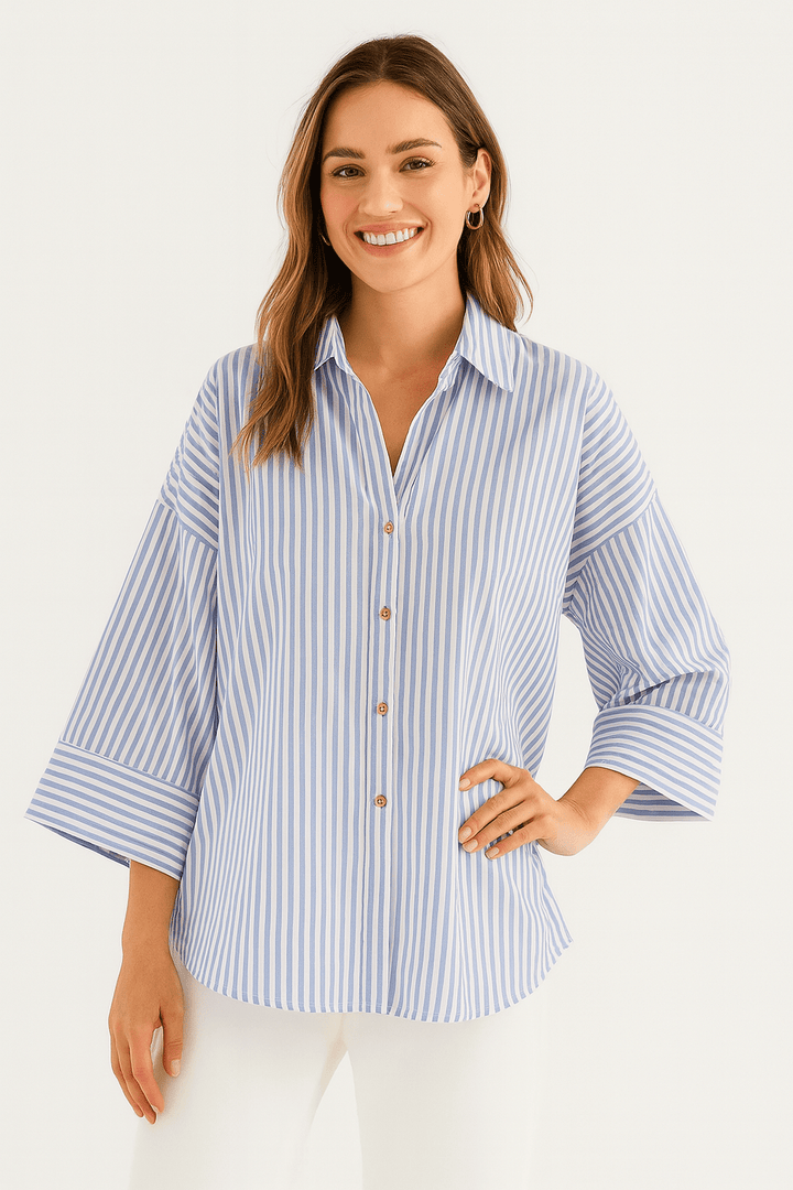 Bluse gestreift Damen | 3/4-Ärmel & Lockerer Schnitt