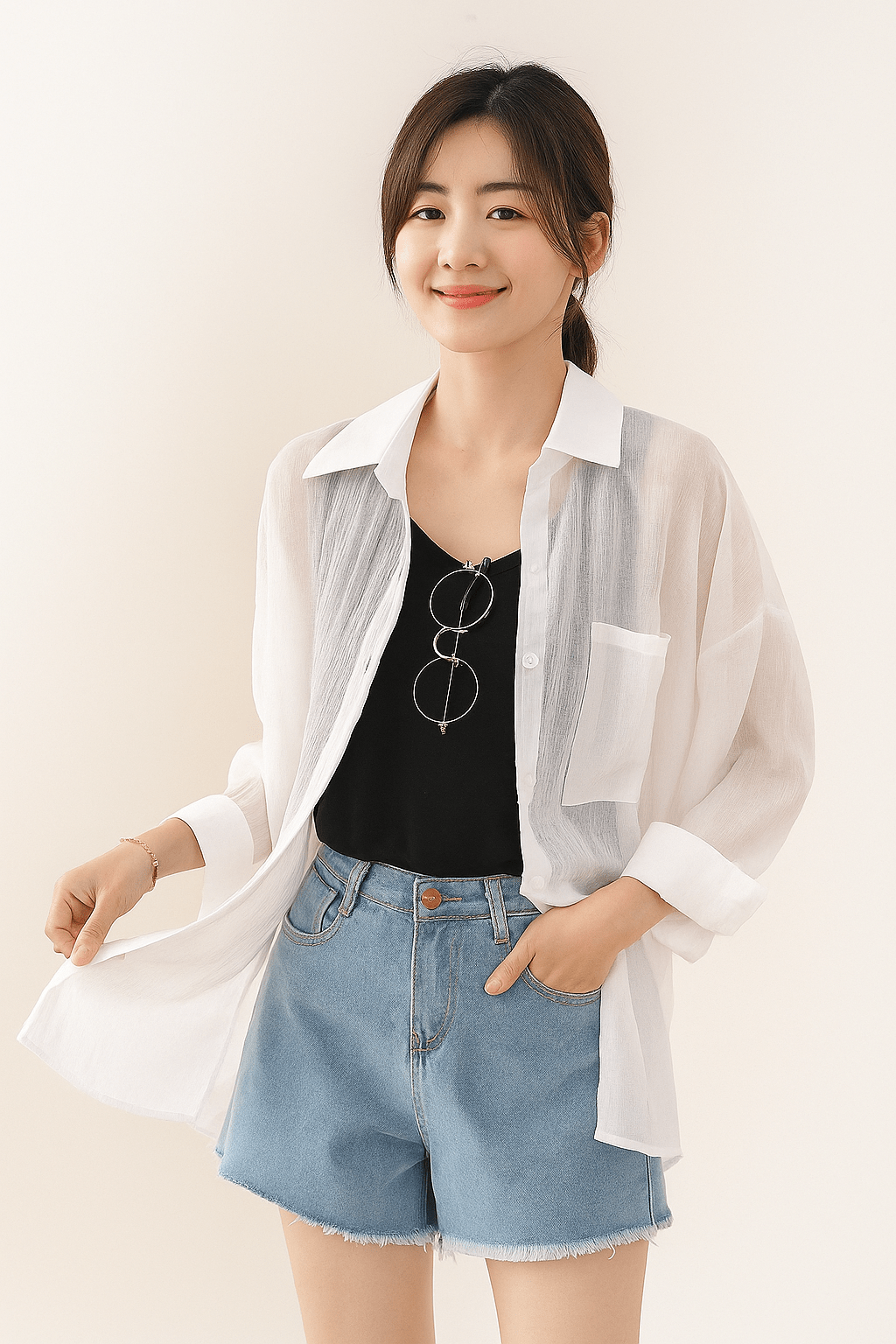 Bluse mit Knopfleiste und Brusttasche Damen | Lockerer Schnitt & Pflegeleichter Look