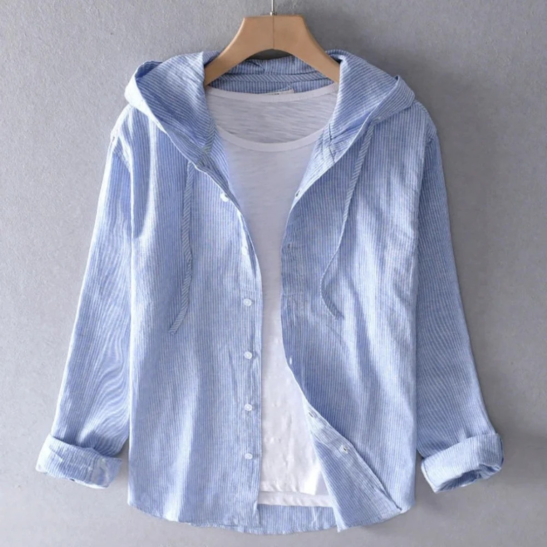 Damen Leinen Bluse Mit Lockerem Schnitt Und Kapuze Für Alltag