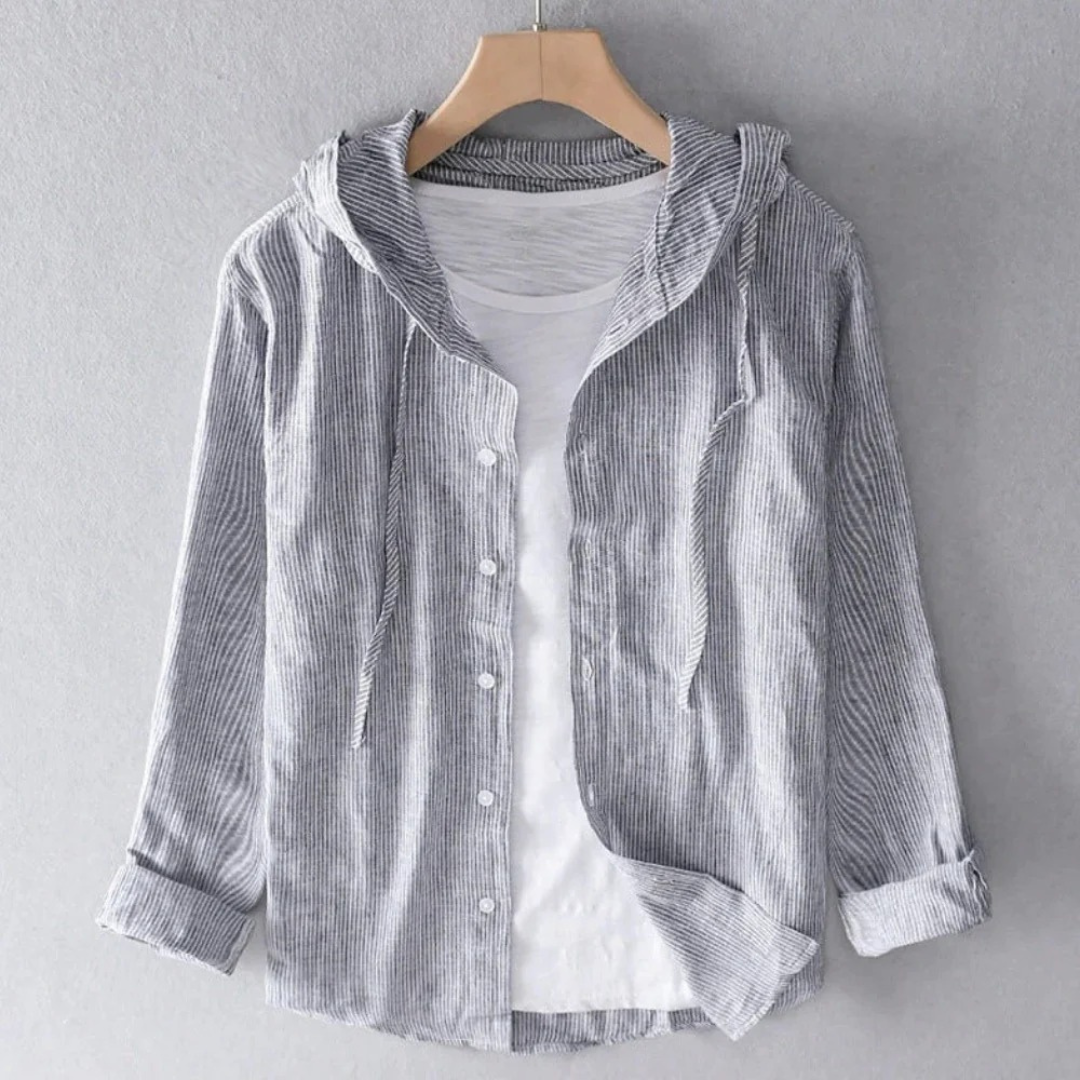 Damen Leinen Bluse Mit Lockerem Schnitt Und Kapuze Für Alltag