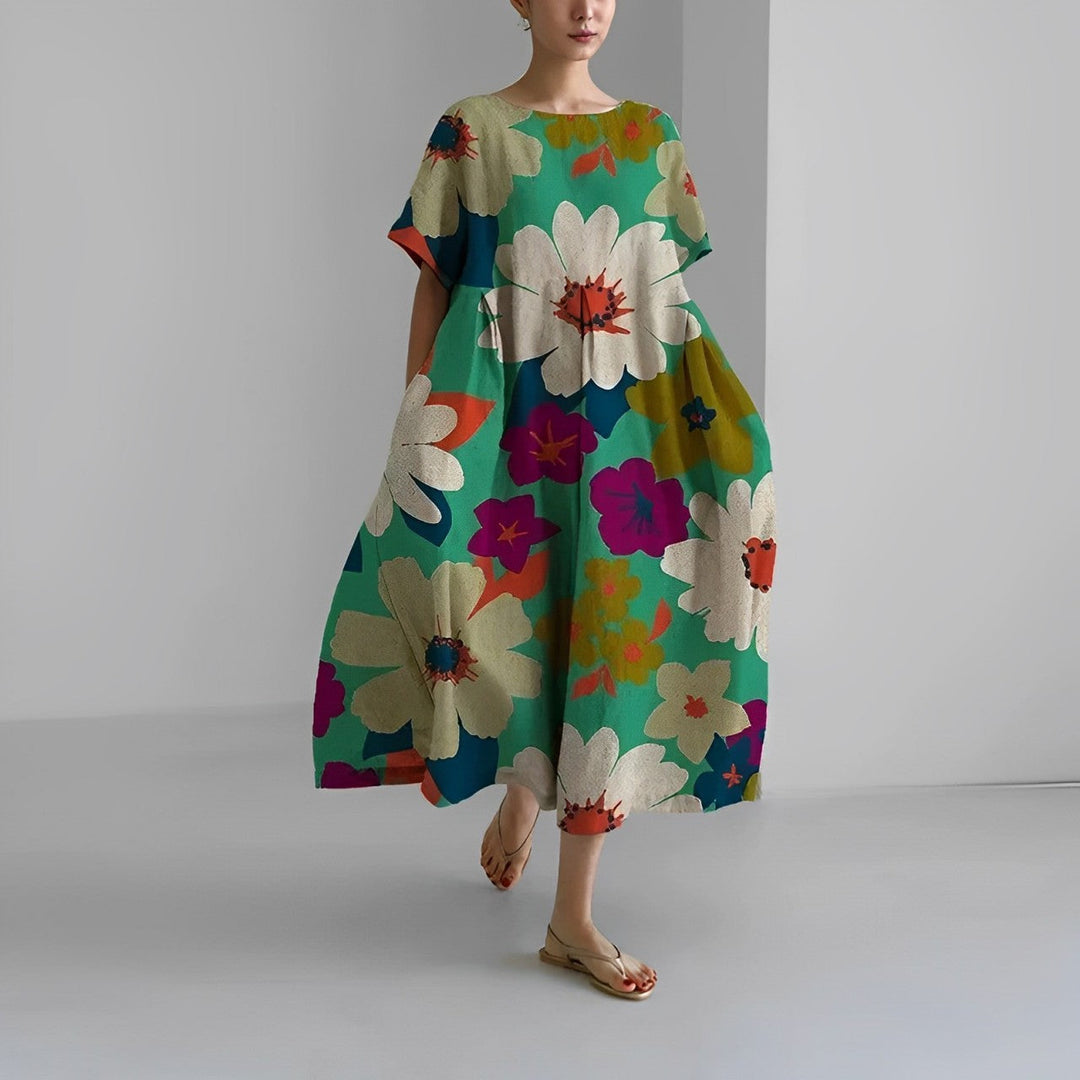 Boho-Blumenkleid - Weites Kleid - Frühling