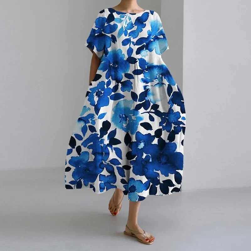 Boho-Blumenkleid - Weites Kleid - Frühling