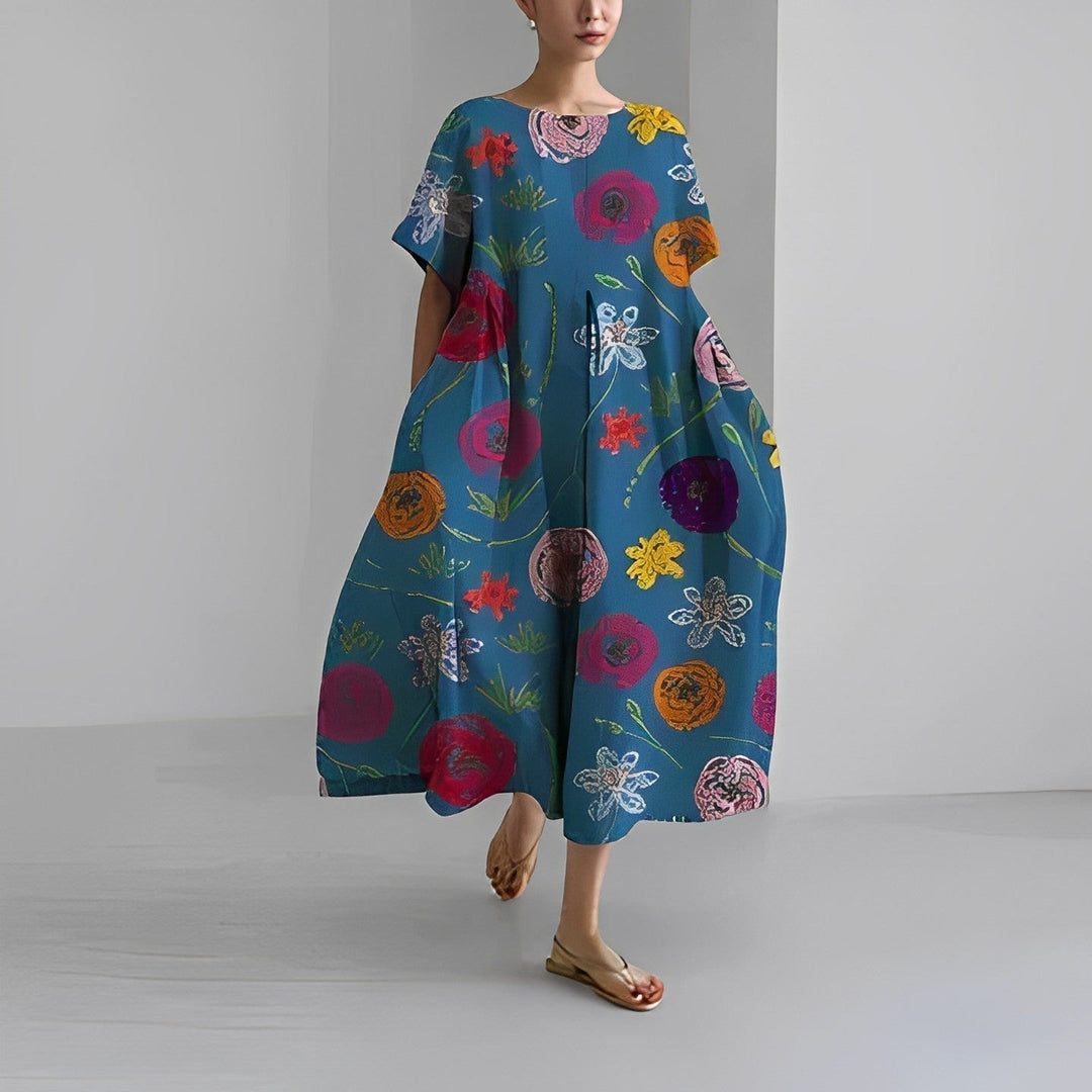 Boho-Blumenkleid - Weites Kleid - Frühling