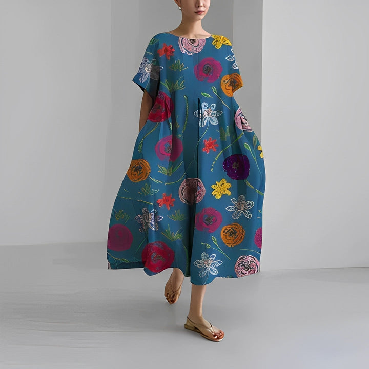 Boho-Blumenkleid - Weites Kleid - Frühling