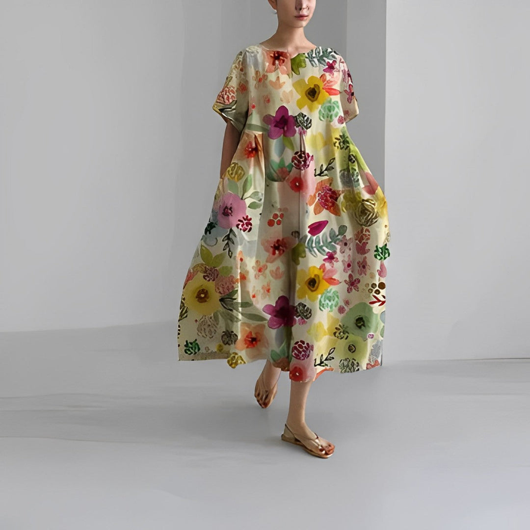 Boho-Blumenkleid - Weites Kleid - Frühling