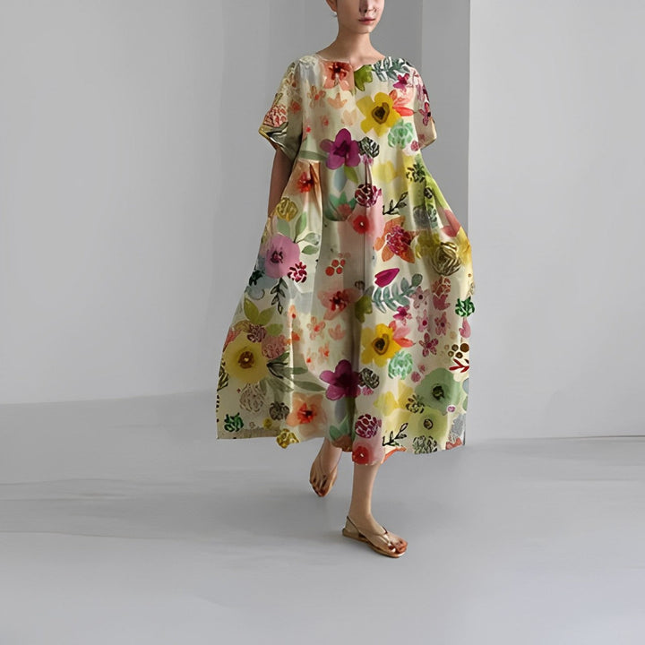 Boho-Blumenkleid - Weites Kleid - Frühling