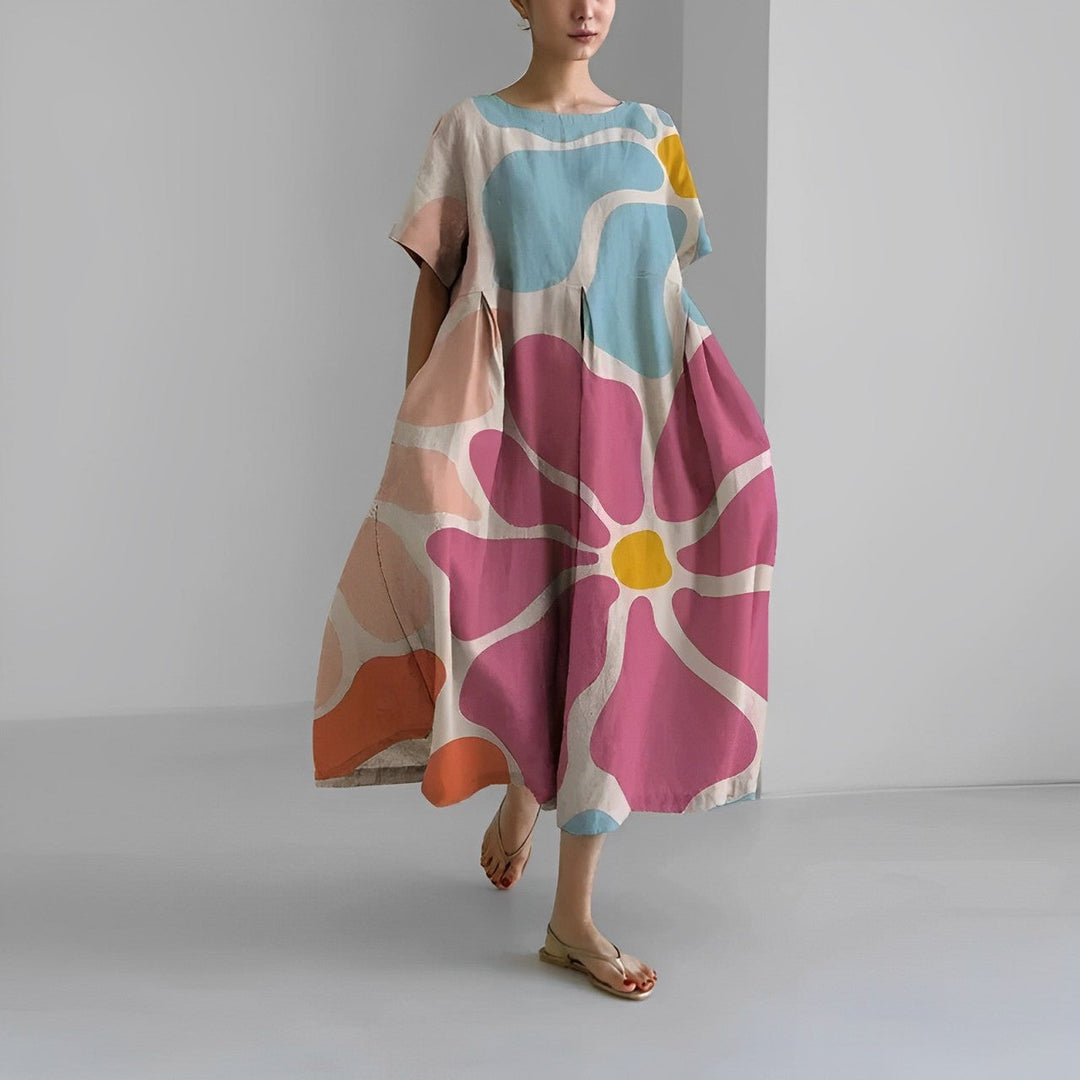 Boho-Blumenkleid - Weites Kleid - Frühling