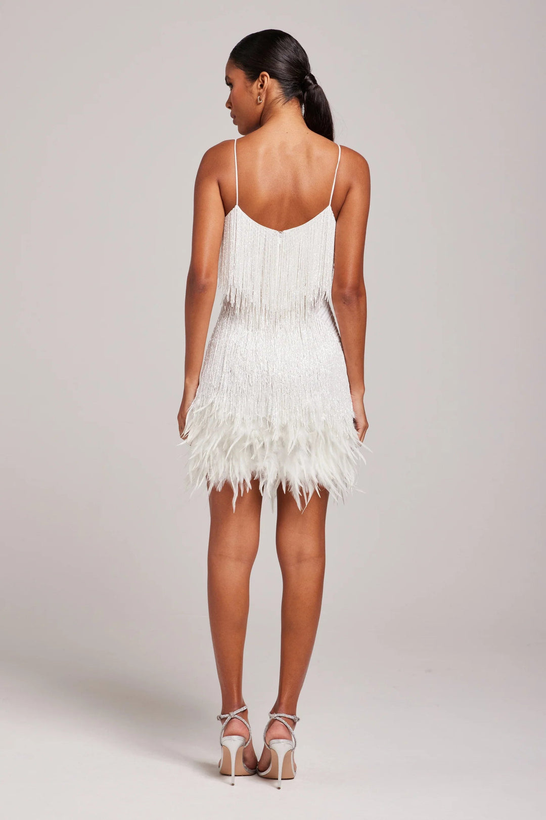 Damen-Cocktailkleid mit Fransen und Federn