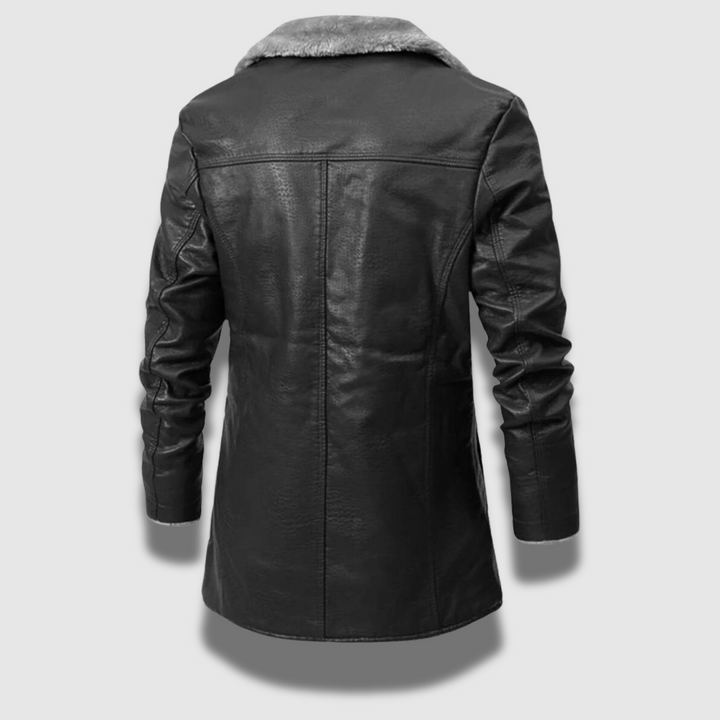Giacca Uomo in Pelle PU con Colletto Classico